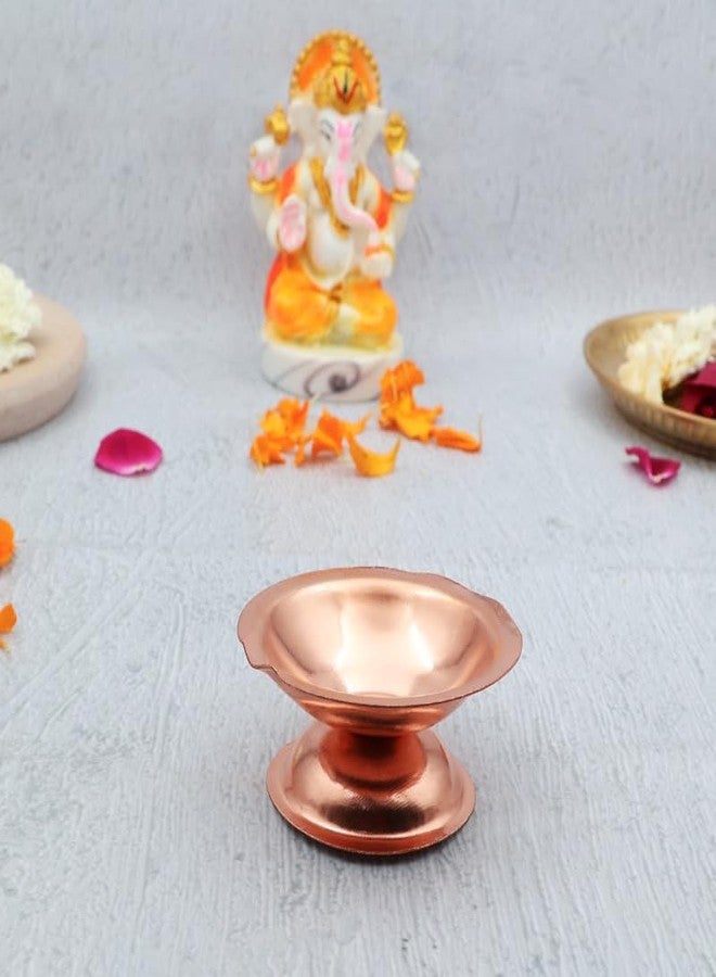 DOKCHAN Copper Diya Stand | Akhand Diya | High Quality Oil Lamp for Daily puja & Other Religious Rituals and Home, Office & Temples Festive Gifts | Home Dcor (Size : 4.5cm | Weight : 12.5gm Approxe) - Image 1